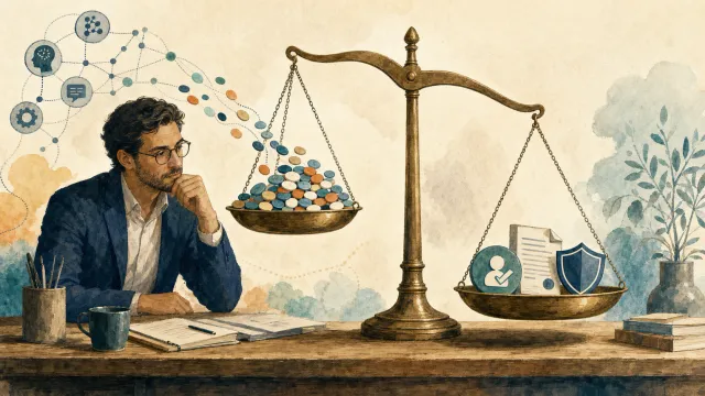 An analyst weighing AI token consumption against completed business outcomes