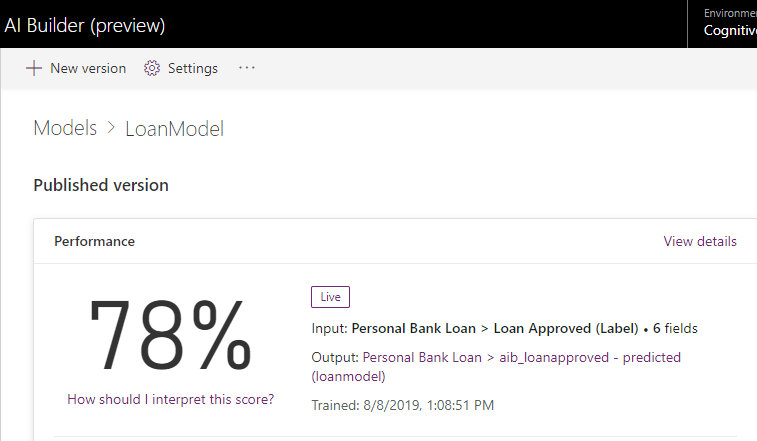 AI Builder Binary Classification Model