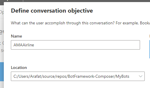 AMA Airlines - Bot Creation
