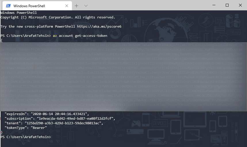 Azure Access Token for Bot Framework Composer