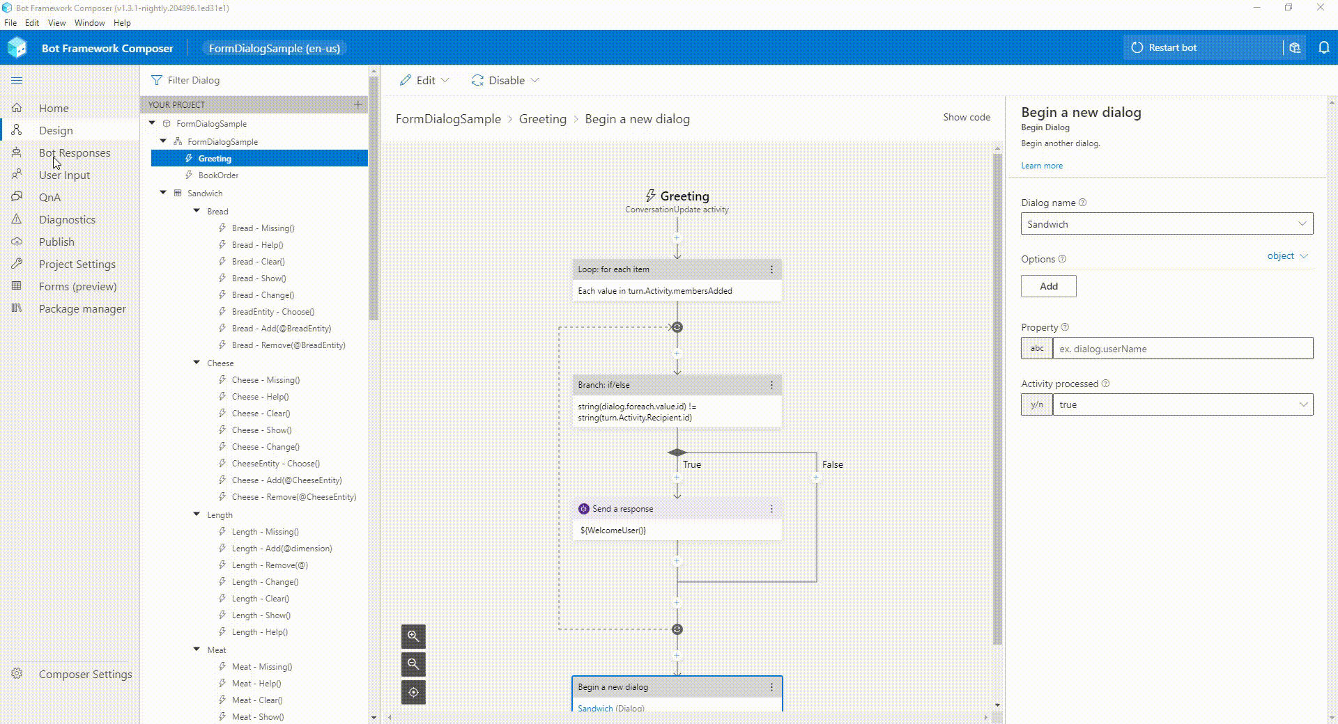 Change Bot Responses and User Inputs