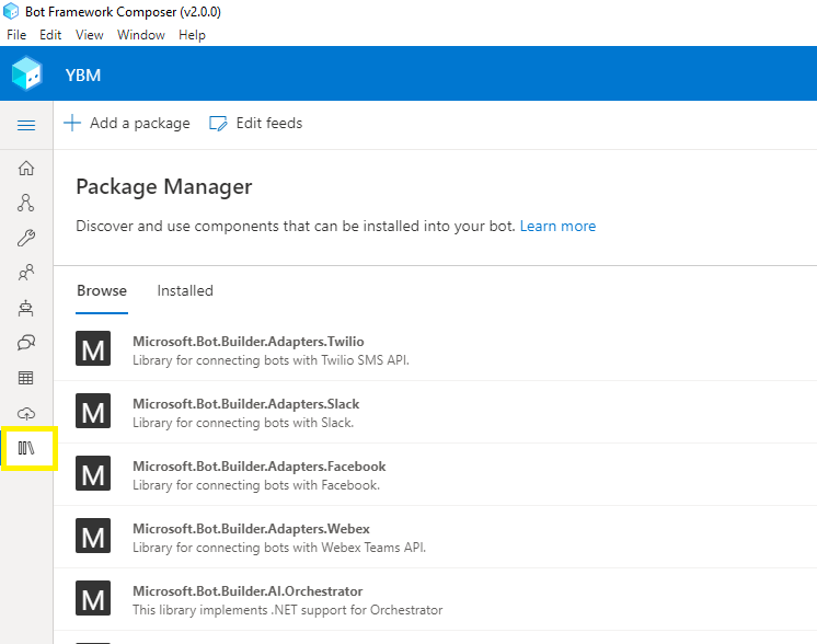 Package Manager for Bot Framework Composer