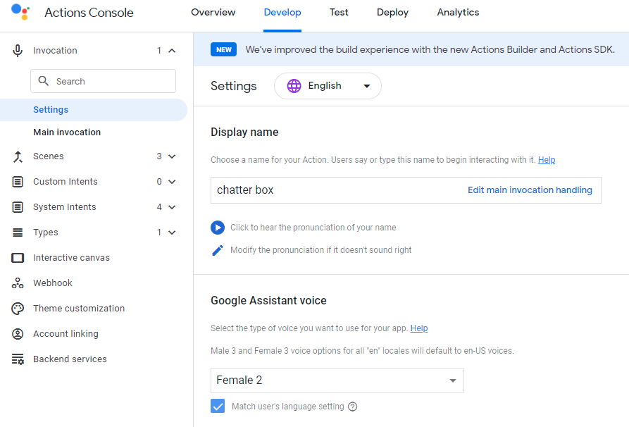 Chatterbox Google Actions