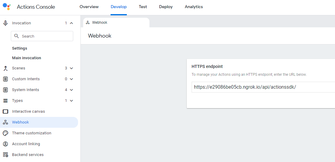 Google Action Webhook