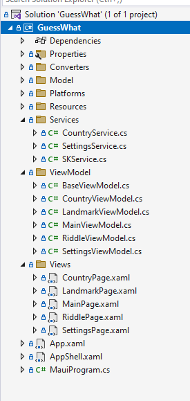 .NET MAUI Project structure