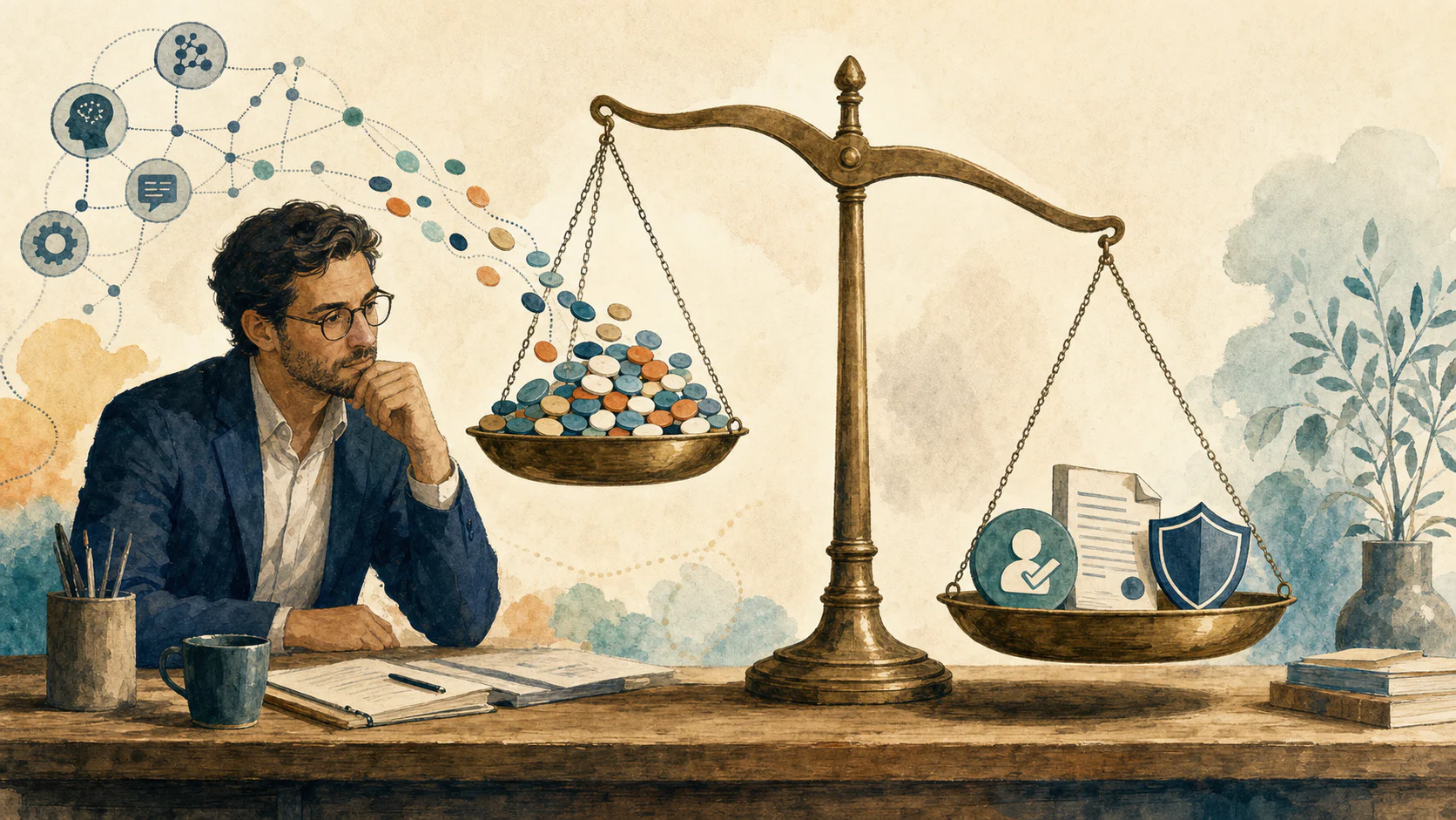 An analyst weighing AI token consumption against completed business outcomes