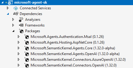 NuGet Packages for M365 Agent SDK and Semantic Kernel